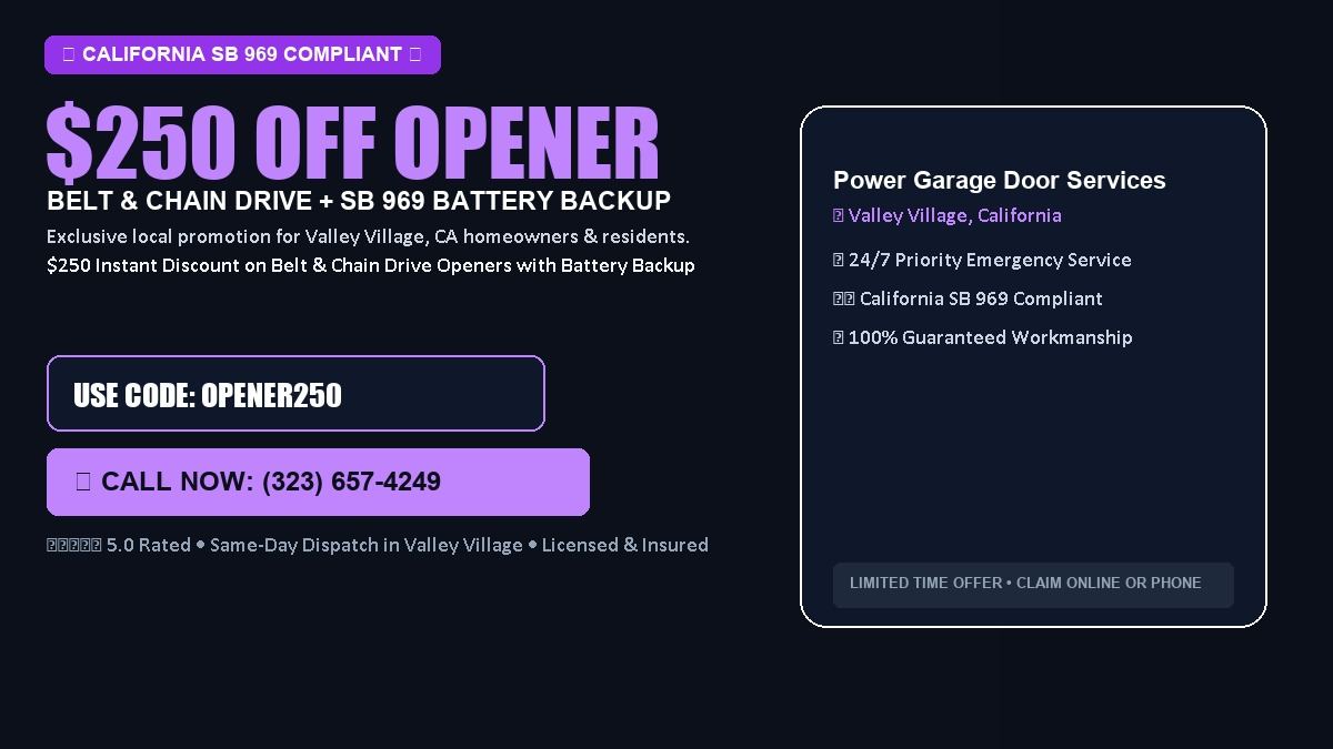 Power Garage Door Services $250 OFF Premium LiftMaster Opener Installation in Valley Village, CA
