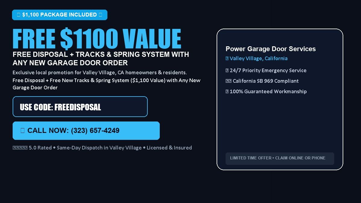 Power Garage Door Services FREE Haul-Away & Heavy-Duty Tracks with New Door in Valley Village, CA